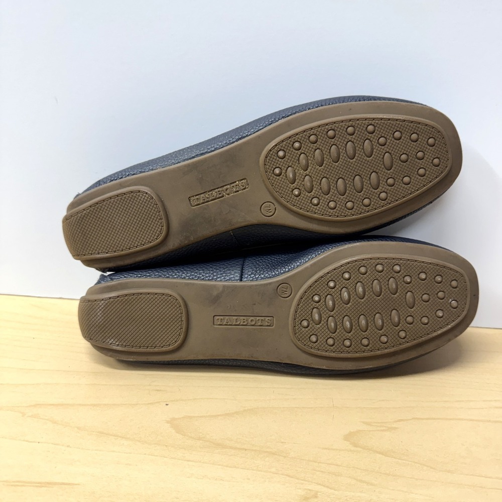 Talbots Slip On Loafers, Size 7 Navy Blue Pebbled Leather Fringe Driving Mocs - Picture 8 of 8